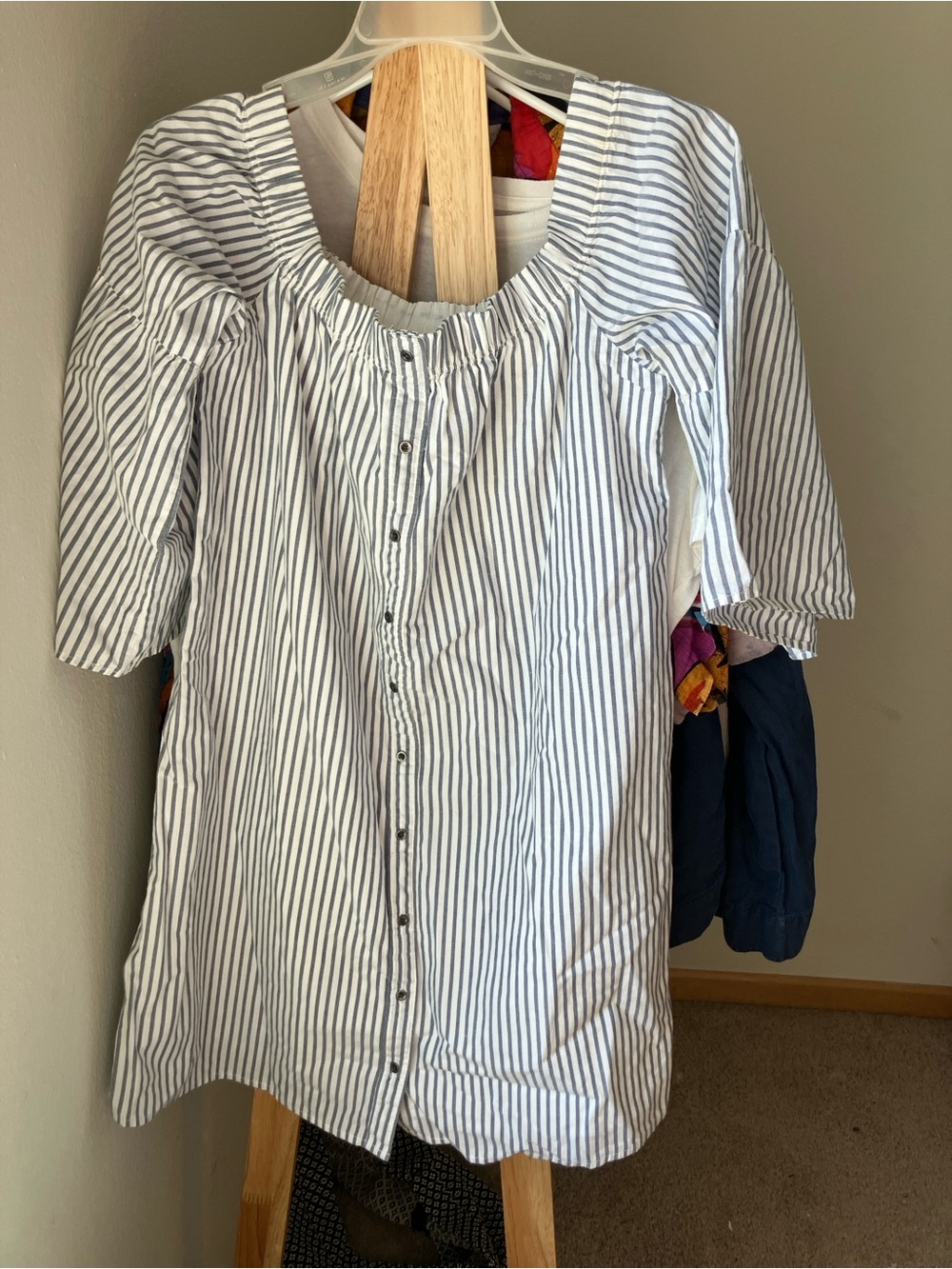 Abercrombie & Fitch White and Light Blue Striped Dress